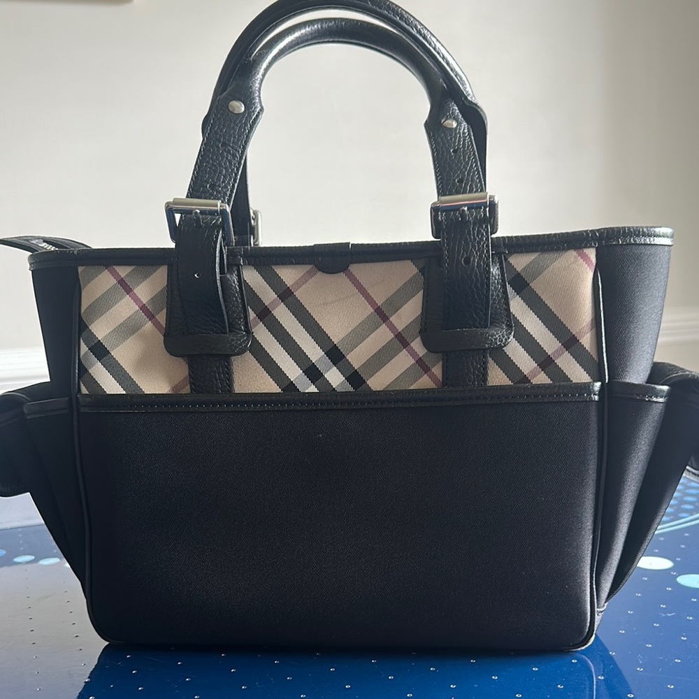 Burberry Black and Cream Satchel with Signature Design